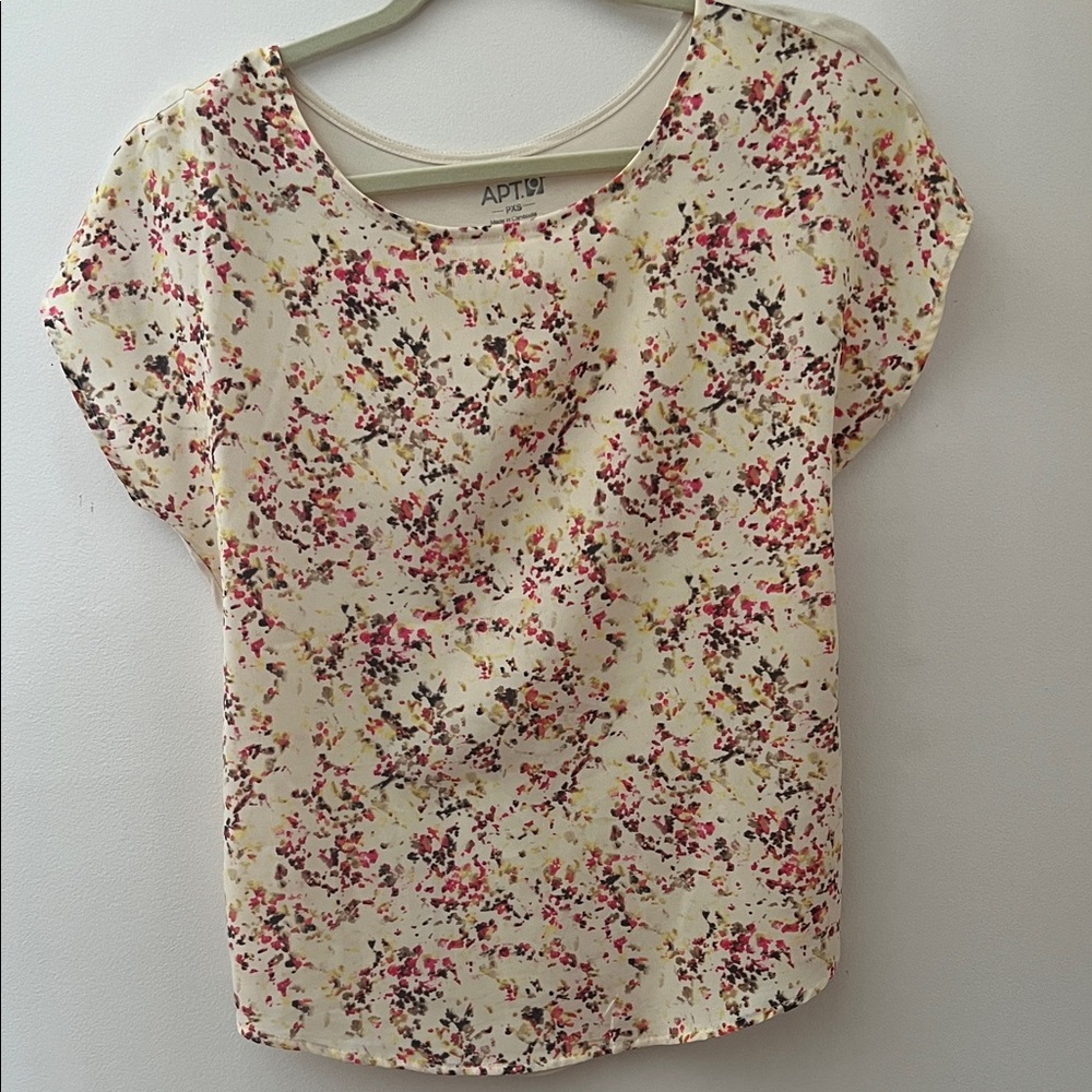 Apt. 9 Women's Floral Blouse - Cream and Pink